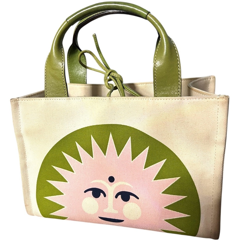 Vtg y2k Kate Spade Alexander Girard Sun Mini Canvas Tote Green